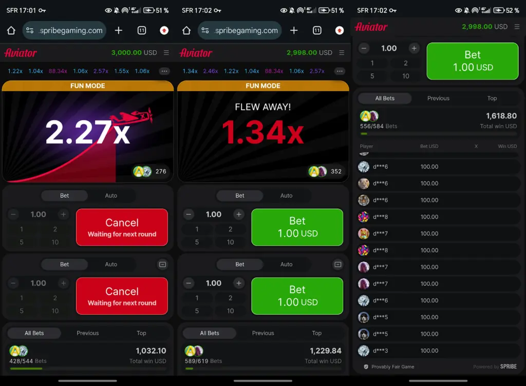 Jeu Aviator sur mobile interface paris et multiplicateurs