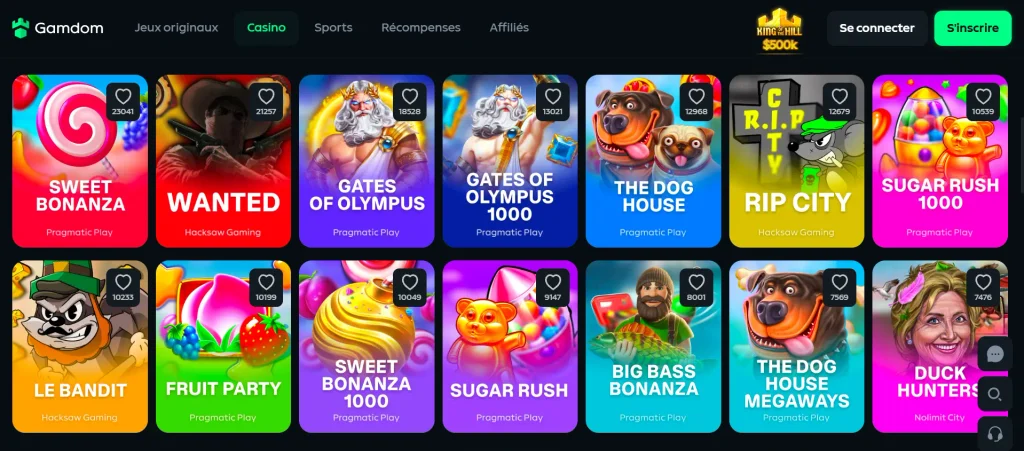Machines à sous sur Gamdom slot populaires et dernières nouveautés