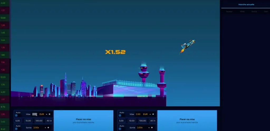 Interface du jeu ZePilot montrant les options de mise