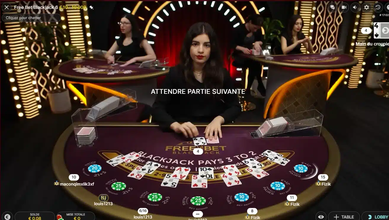 Les side bet sont exactement les mêmes que sur un jeu classique de blackjack