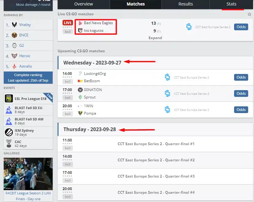 Calendrier CS:GO