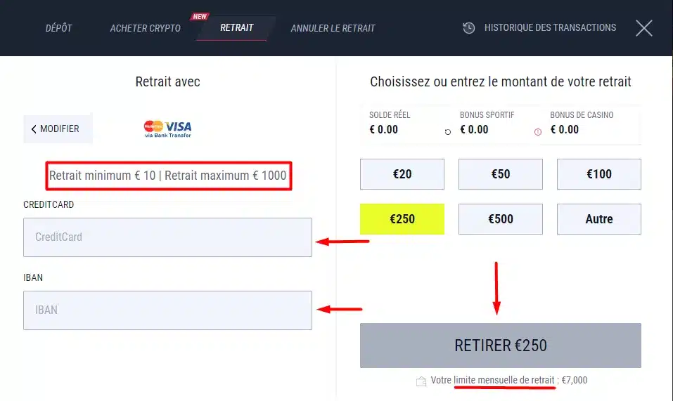 Retirer Bank Transfer