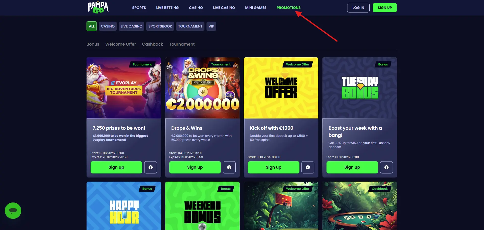 promotions et bonus