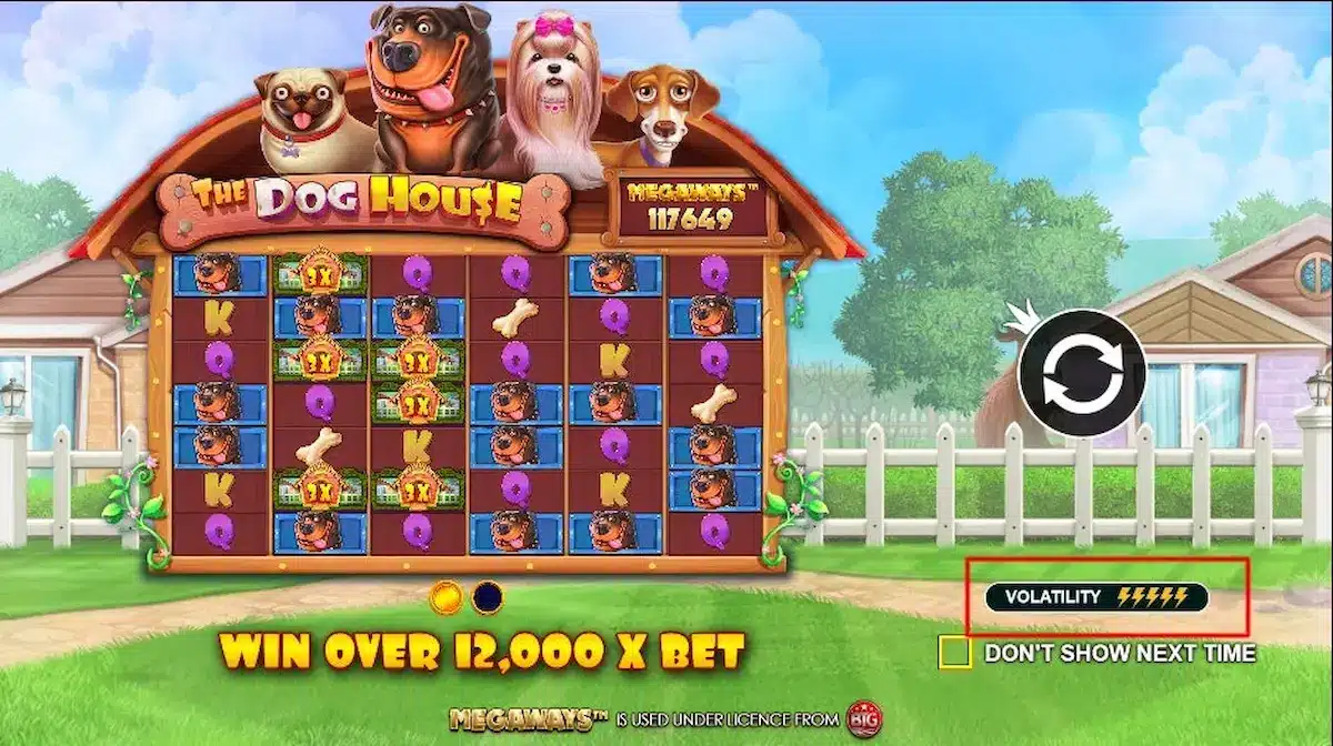 La volatilité sur une machine à sous est indiquée par des éclairs sur Pragmatic Play
