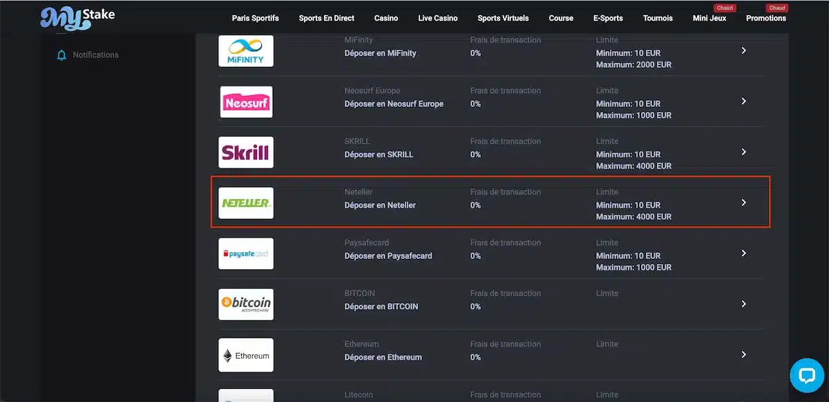 Neteller MyStake