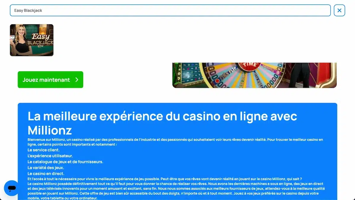 easy blackjack millionz