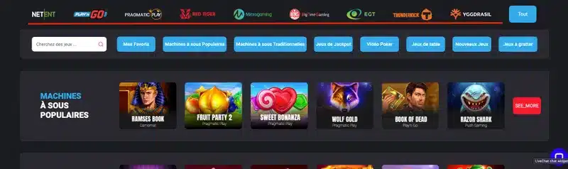 Les fournisseurs de jeux présents sur MyStake