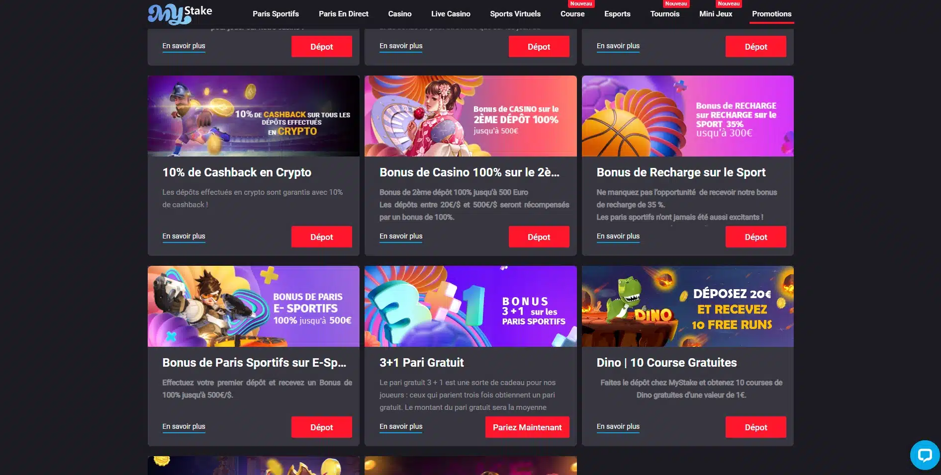 MyStake est un site qui met à votre disposition des offres de bienvenue différentes