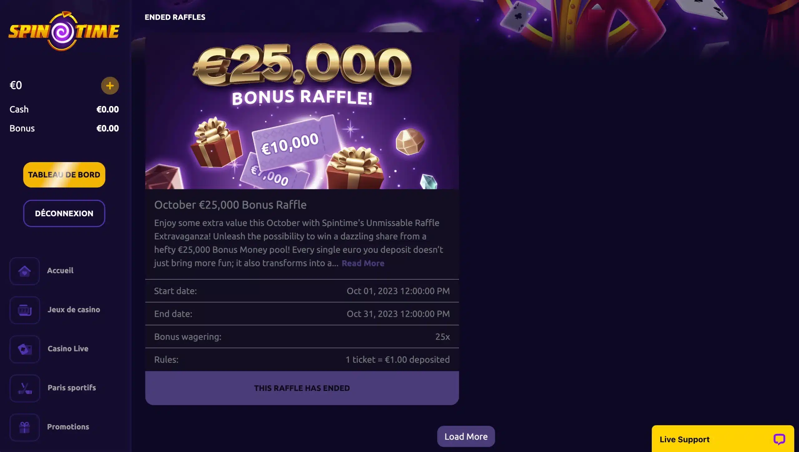 raffles spintime