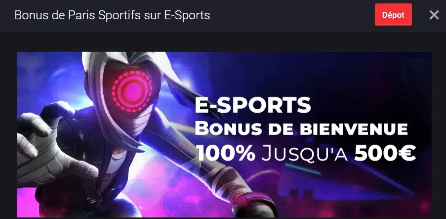 Bonus de bienvenue e-sport