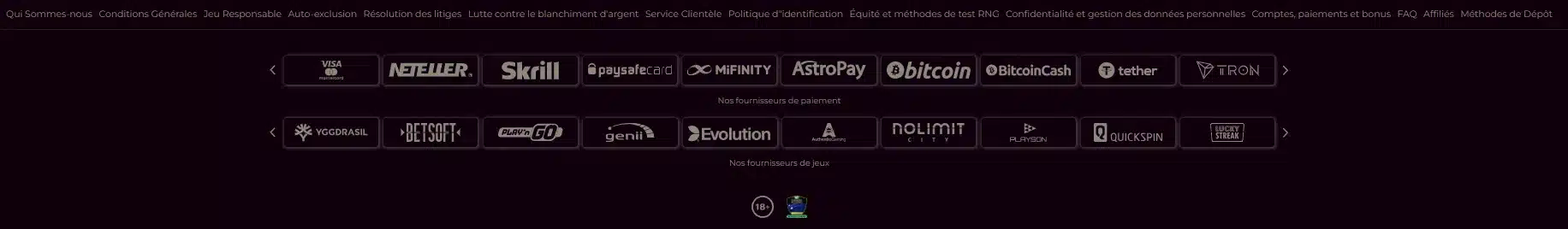 Fournisseurs de jeux Fournisseurs de jeux