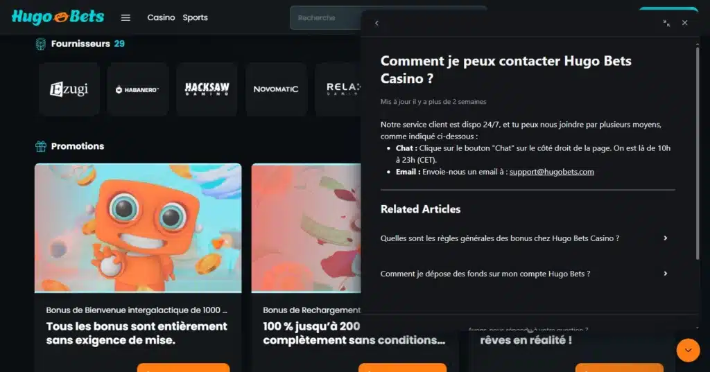 FAQ Hugo Bets casino