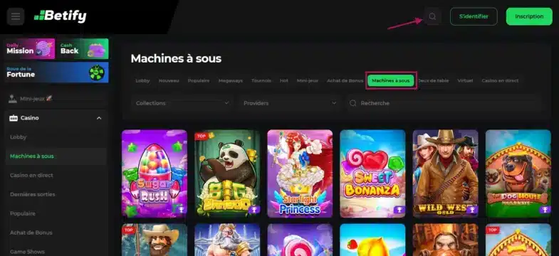 Les machines à sous sur Betify