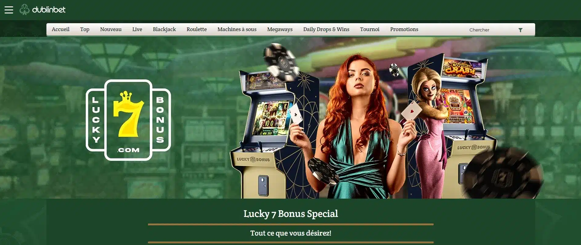 Bonus Lucky7Bonus Dublinbet offre exclusive avec lucky7bonus sur le casino dublinbet