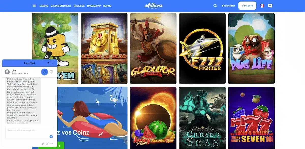 Support client de Millionz conversation Support client de Millionz conversation