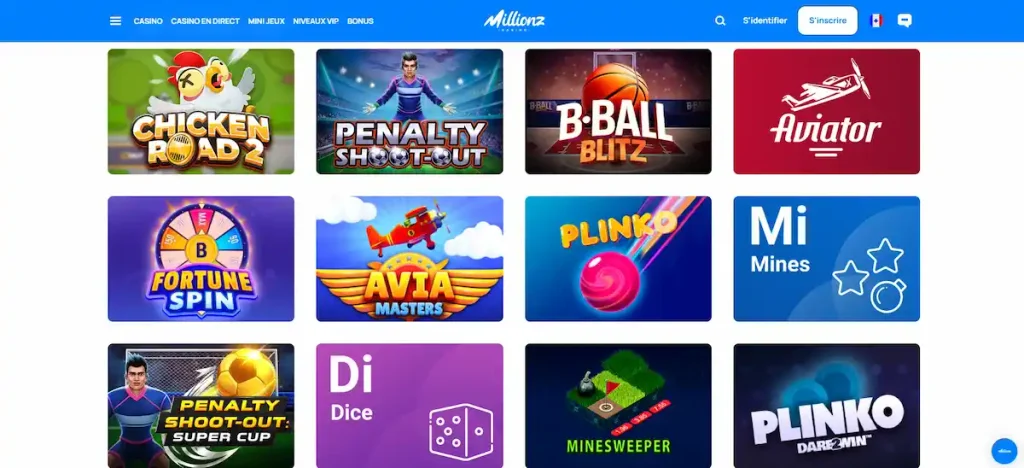 Jouer aux mini-jeux sur le casino en ligne Millionz