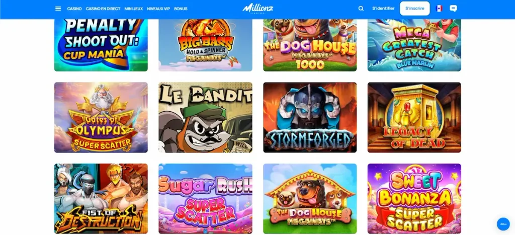 Slots sur Millionz casino