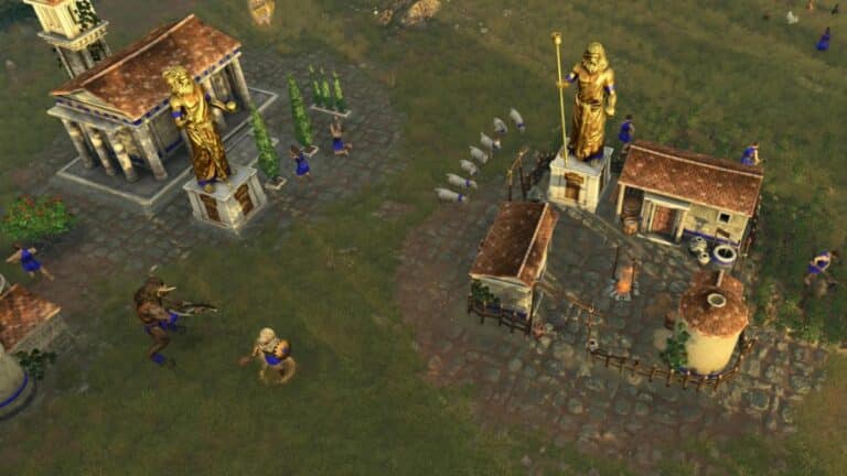 Capture d'ecran d'Age of Mythology Retold montrant l'extension Obsidian Mirror avec le pantheon azteque