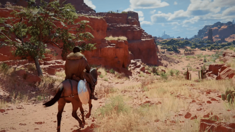 Capture d'ecran de Crimson Desert montrant les performances techniques sur PS5 Pro avec raytracing