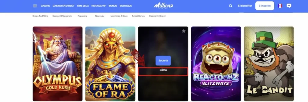 Jouer gratuitement sur le casino Millionz