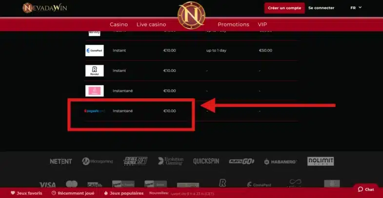 nevadawin paysafecard