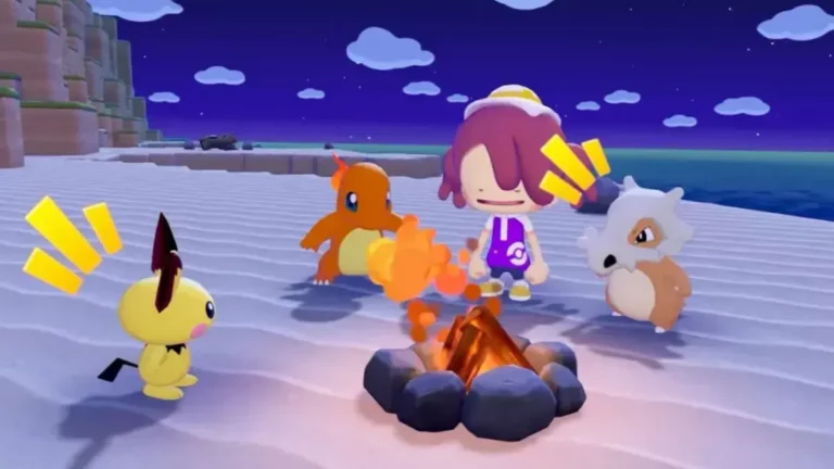 Pikachu classique dans les hautes herbes de Pokemon Pokopia sur Nintendo Switch 2
