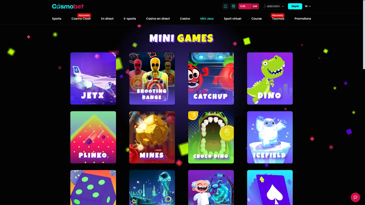 mini-jeux sur cosmobet