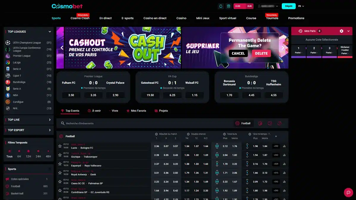 paris sportifs sur cosmobet