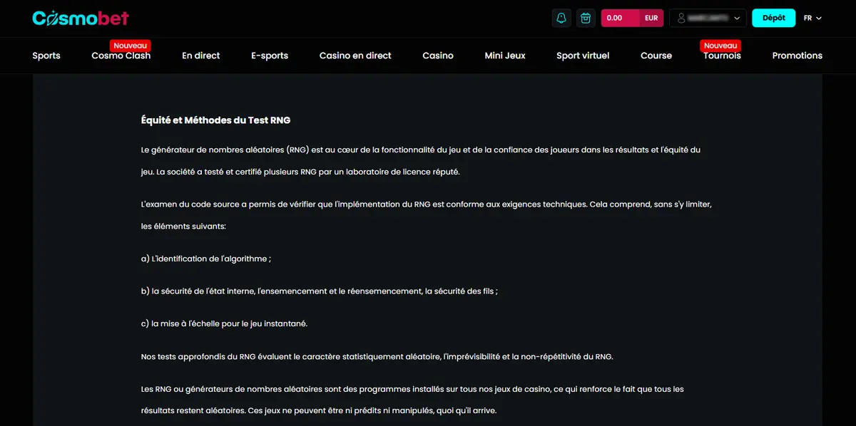 rng sur cosmobet