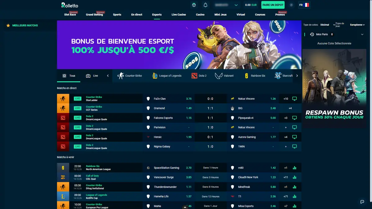 section esport sur rolletto