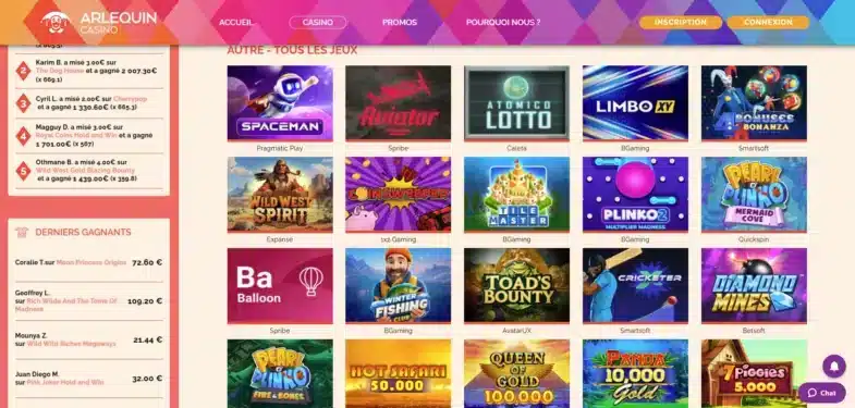 arlequin casino mini jeux