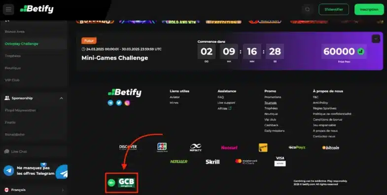 Licence de Betify casino