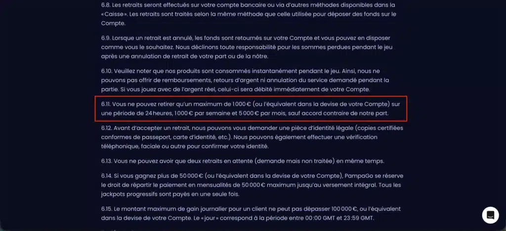 les règles de retrait sont trouvables dans les conditions générales du site