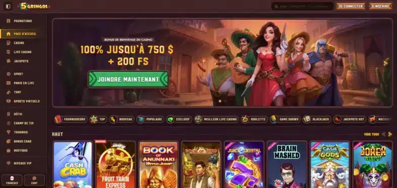 5 gringos casino page d'accueil