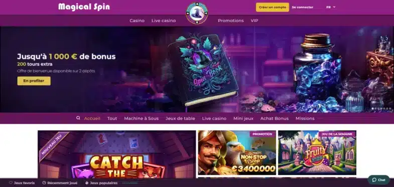 magical spin page d'accueil