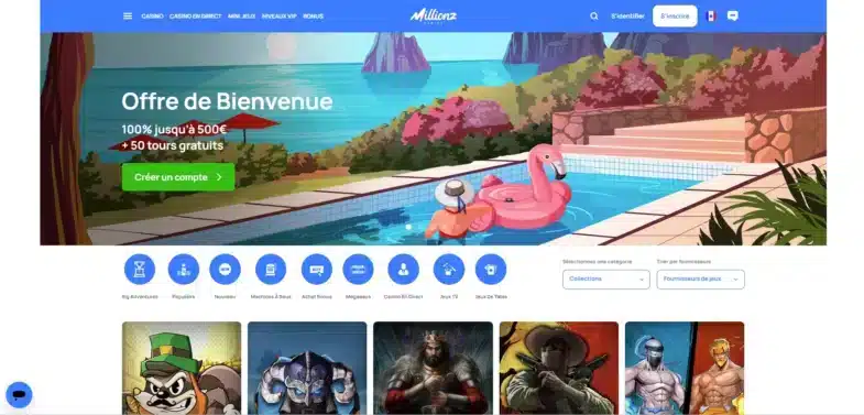 millionz casino page d'accueil