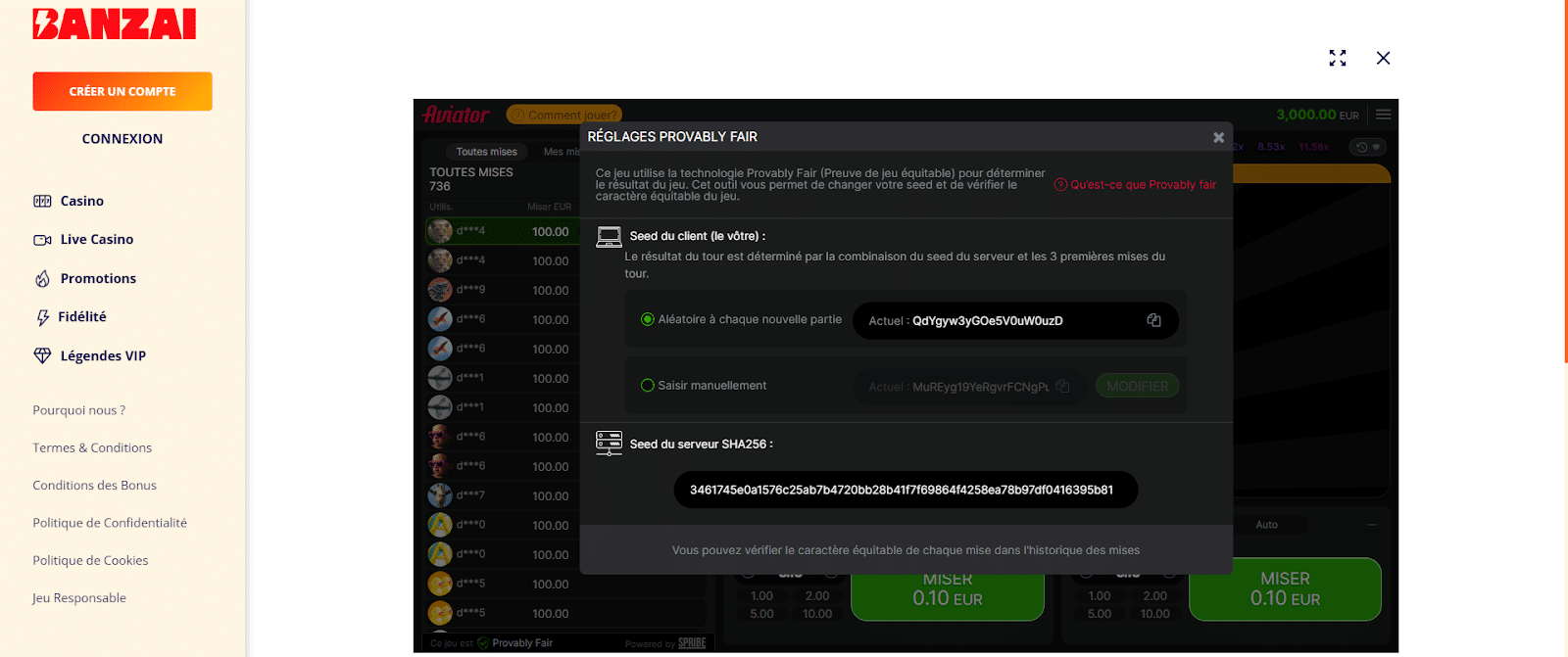 Banzai Casino : notre avis complet 19 Système RNG Banzai
