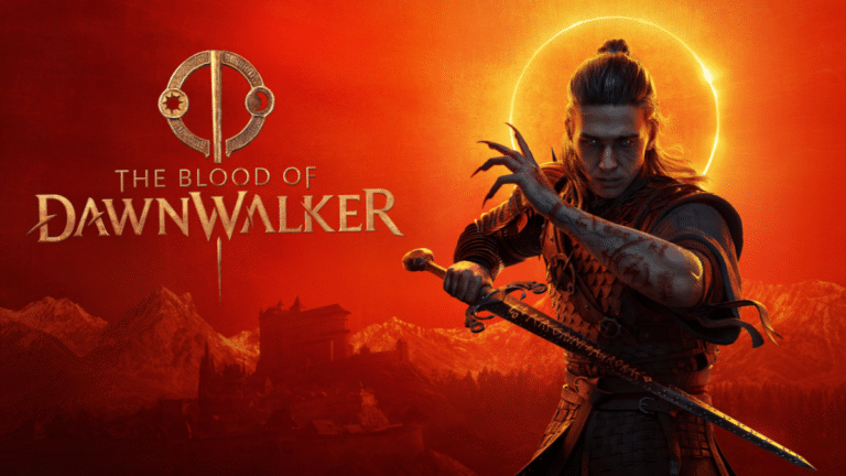 Visuel promotionnel de The Blood of Dawnwalker montrant le protagoniste Coen dans l'Europe medievale