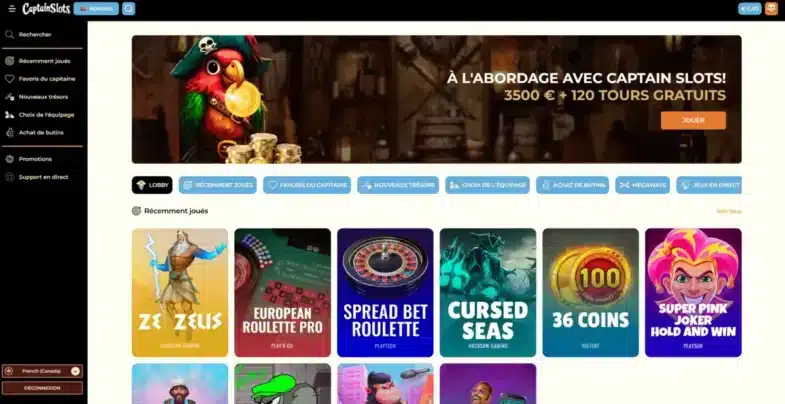 CaptainSlots nouveau casino en ligne