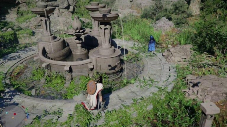 Capture d'ecran des Ruines de la Paroi rocheuse noire dans Crimson Desert avec la competence Prise de la Nature