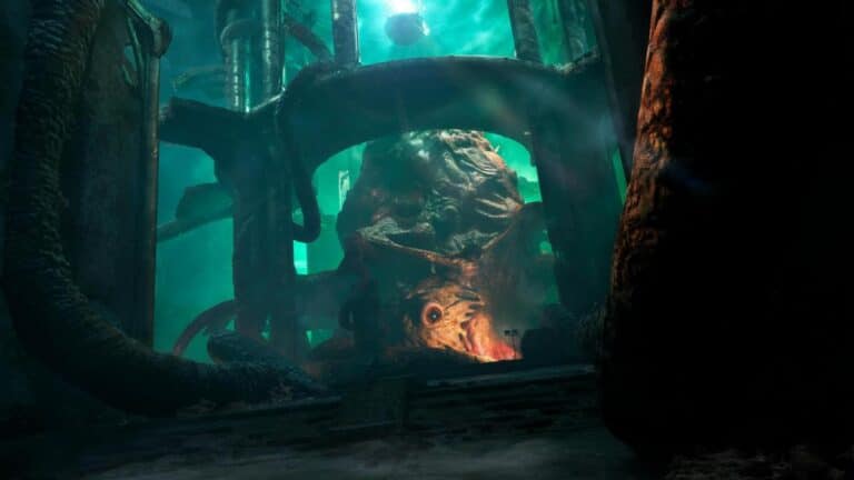 Capture d'ecran de Cthulhu: The Cosmic Abyss montrant l'atmosphere oppressante du thriller narratif