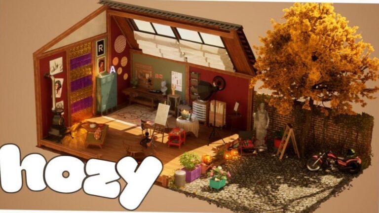 Capture d'ecran du jeu Hozy montrant une scene de renovation d'interieur sur Steam