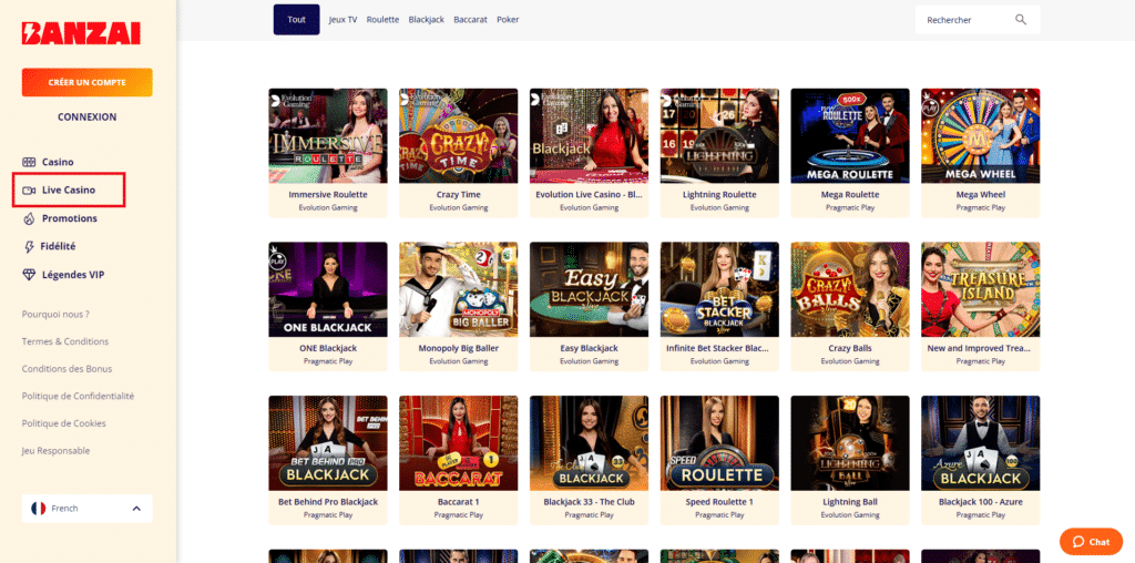 Banzai Casino : notre avis complet 6 Casino live Banzai