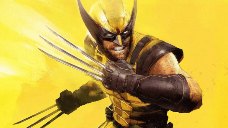Logo officiel de Marvel's Wolverine sur fond sombre avec griffes metalliques pour l'exclusivite PS5