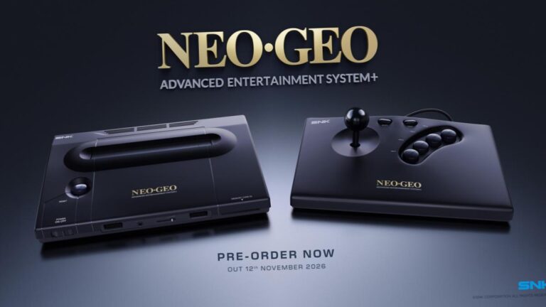 Console NeoGeo AES+ de SNK et Plaion avec cartouches et manette arcade sans fil
