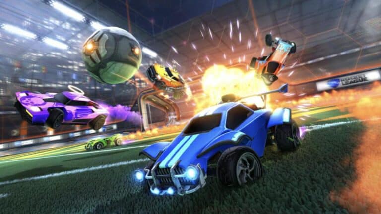 Interface de Rocket League avec le logo Easy Anti-Cheat affiche sur l'ecran de lancement PC
