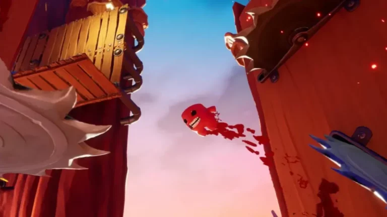 Capture d'ecran de Super Meat Boy 3D montrant le personnage en action sur un niveau de plateforme 3D