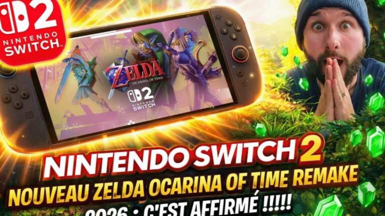 Visuel promotionnel de The Legend of Zelda Ocarina of Time avec logo Nintendo Switch 2