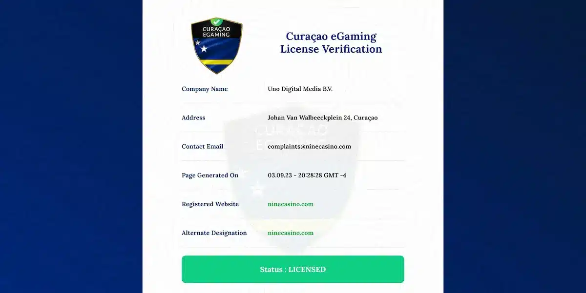 licence ninecasino licence ninecasino