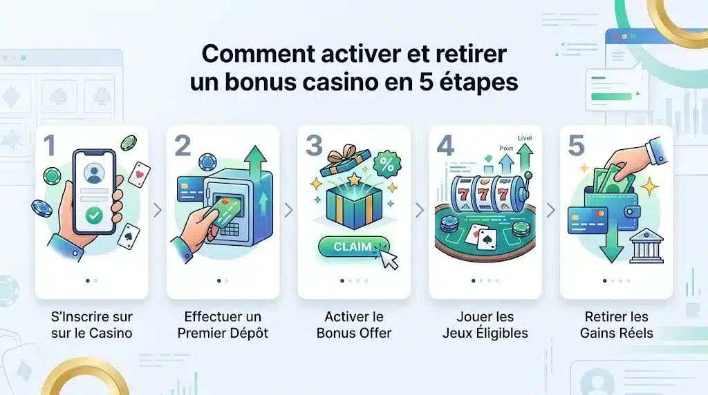 Activer et retirer un bonus casino en 5 étapes